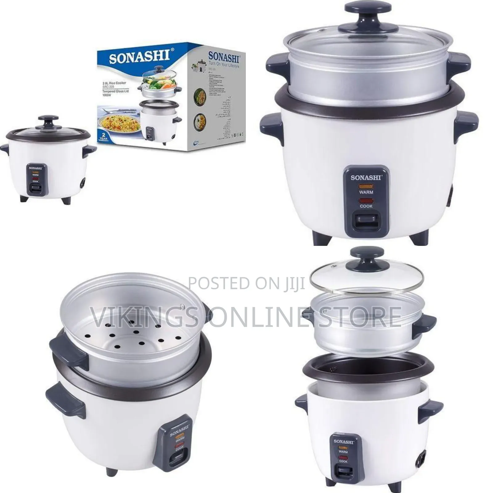 Sonashi 2 -N-1 Rice Cooker With Aluminum Steamer - Multicolor