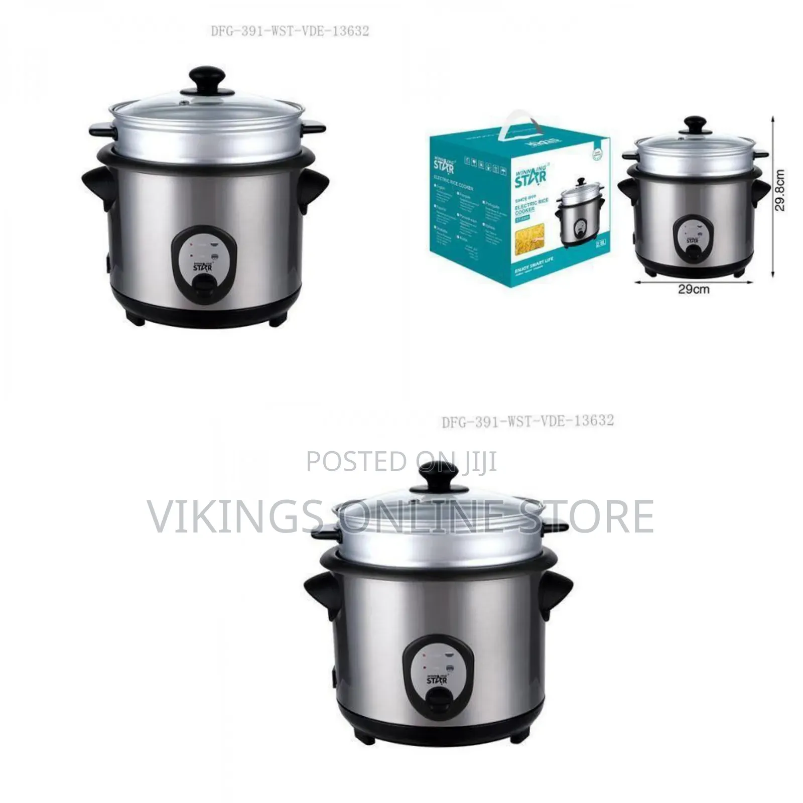 Winningstar 2.8l Electric Rice Cooker With Steaming Function- Silver