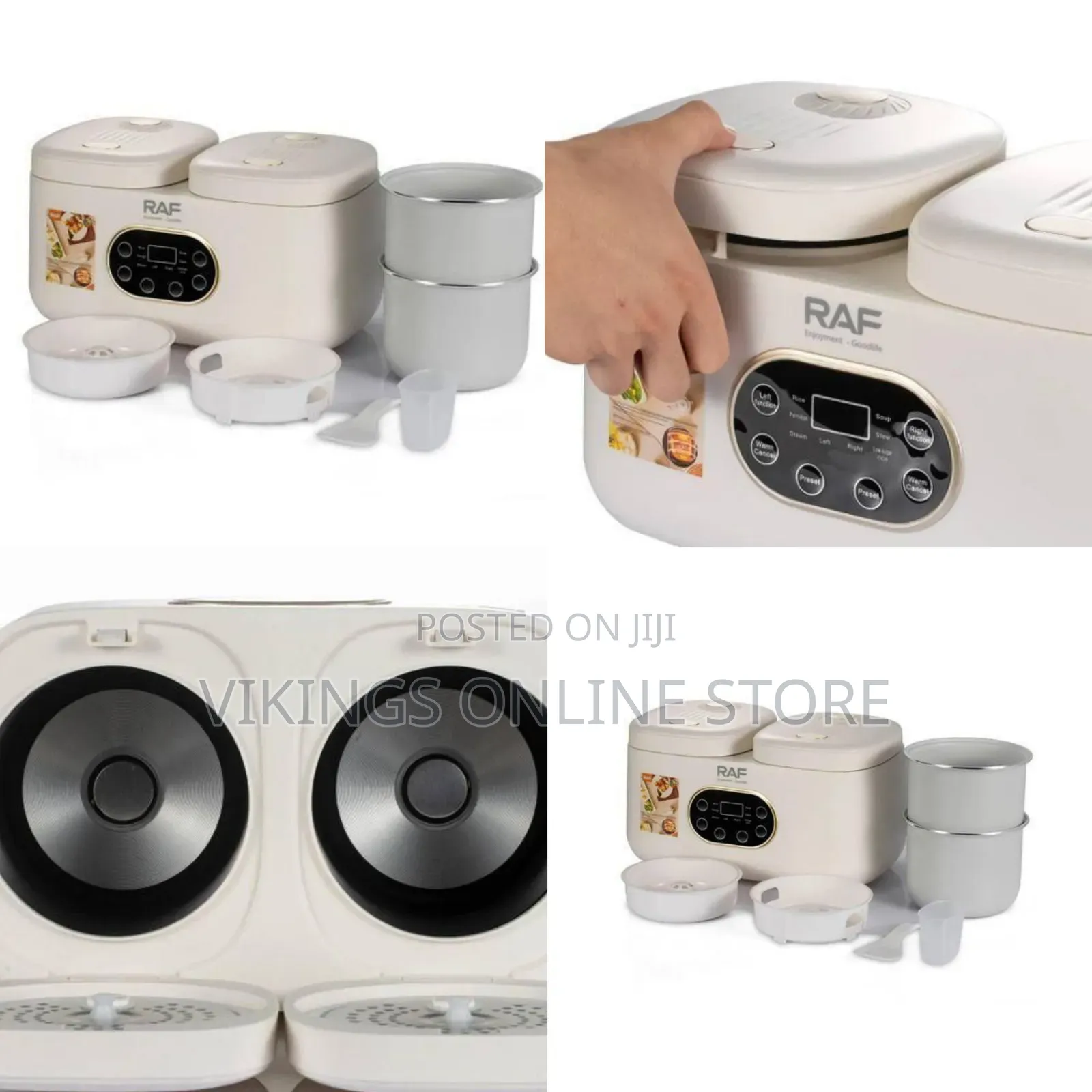Raf Dual-Pot Electric Rice Cooker / Multi-Cooker System - Multicolor