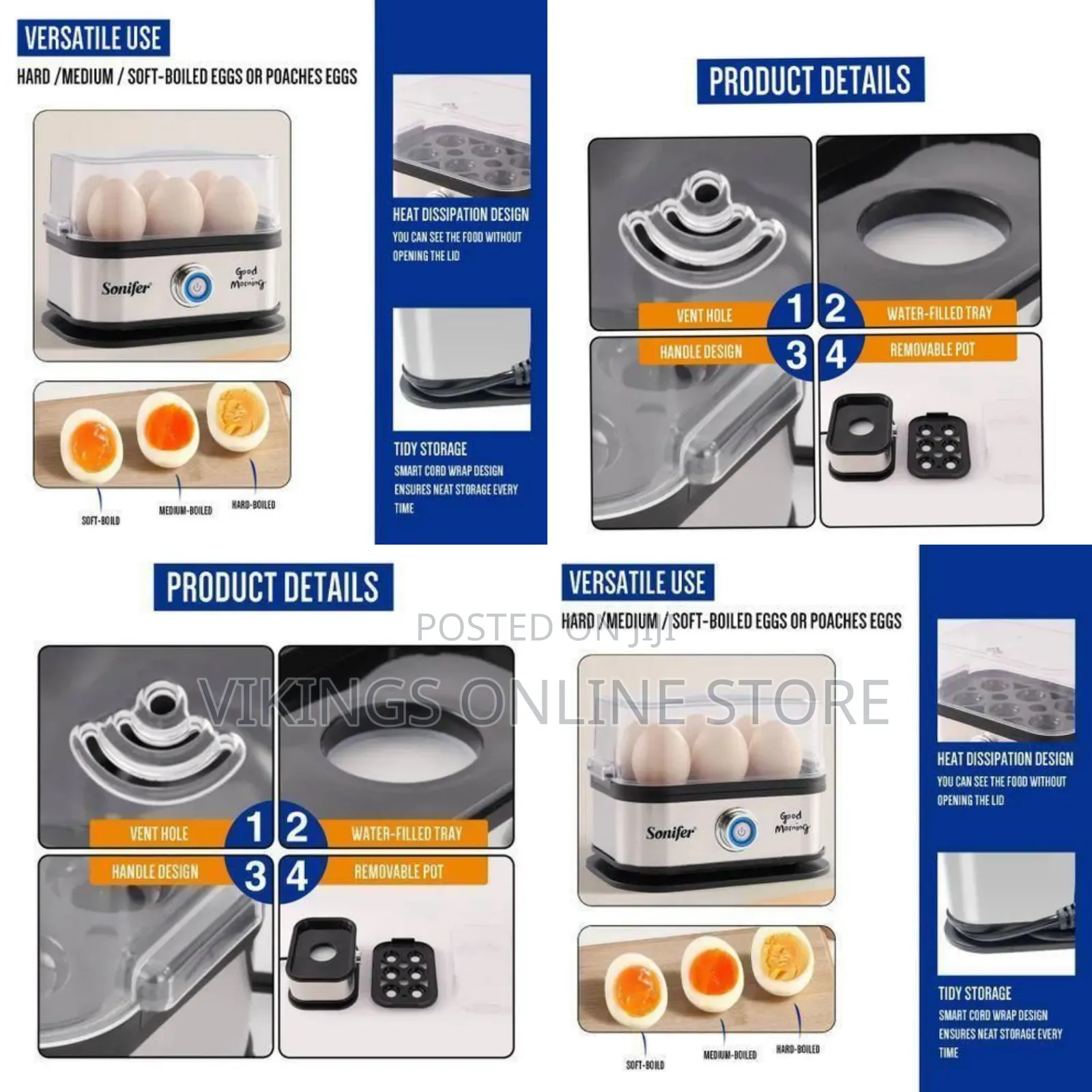 Efficient Stainless Steel Electric Egg Boiler - Multicolor