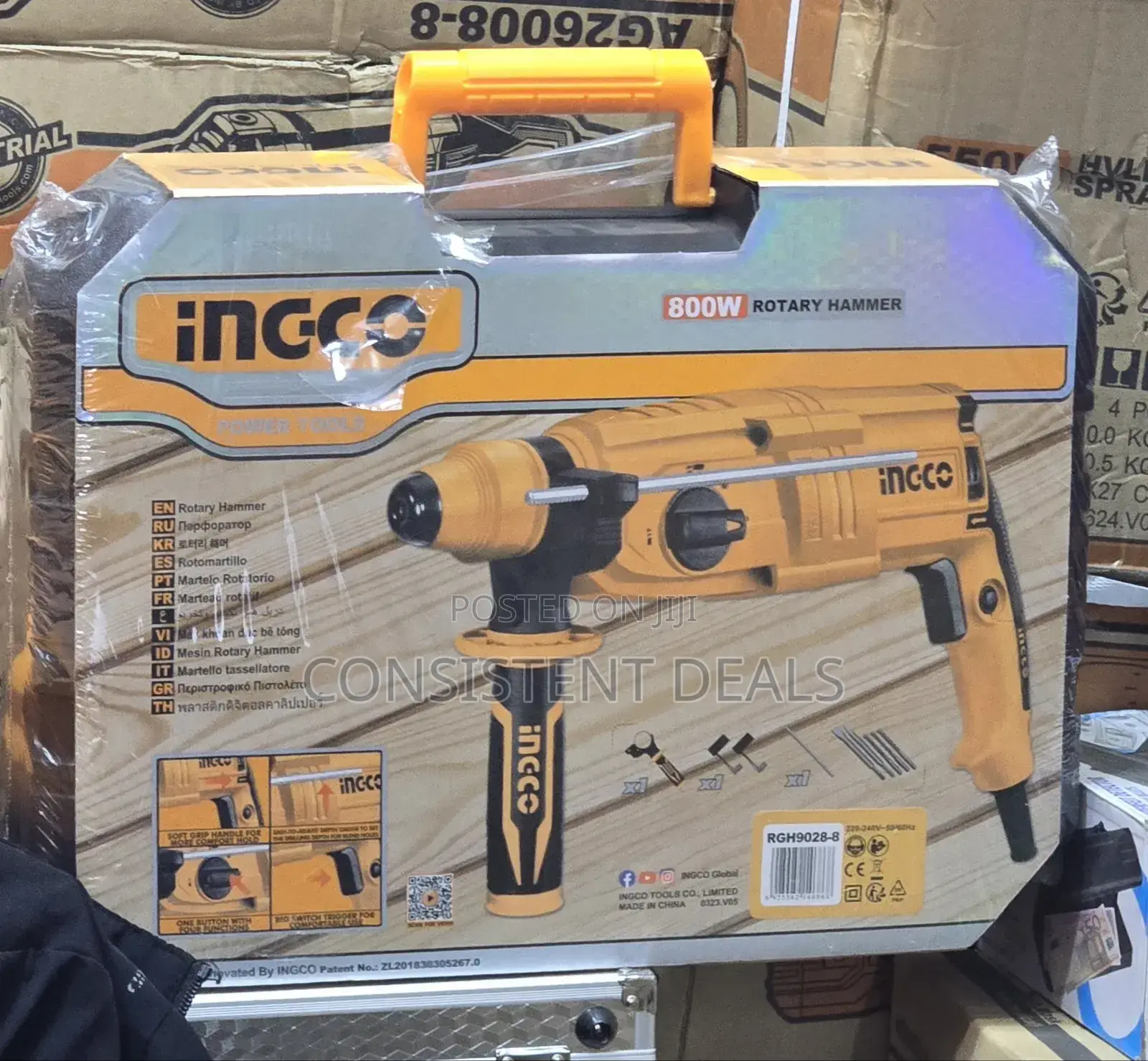 Ingco Rotary Hammer, 800w|1100rpm|4000bpm|2.5j|Sds Plus Chuck