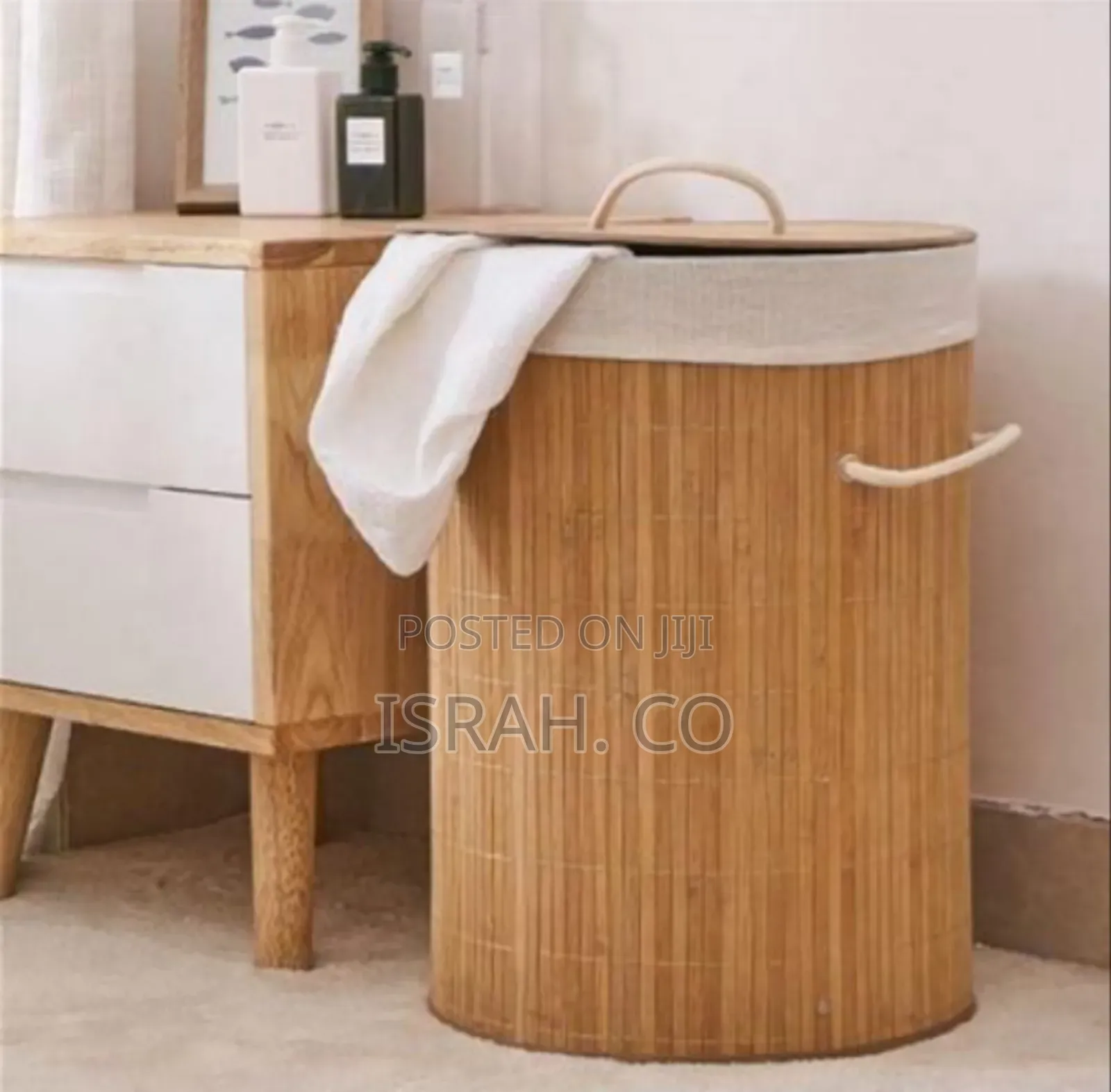 Round Bamboo Laundry Hamper With Lid
