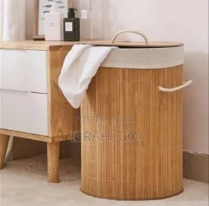 Round Bamboo Laundry Hamper With Lid