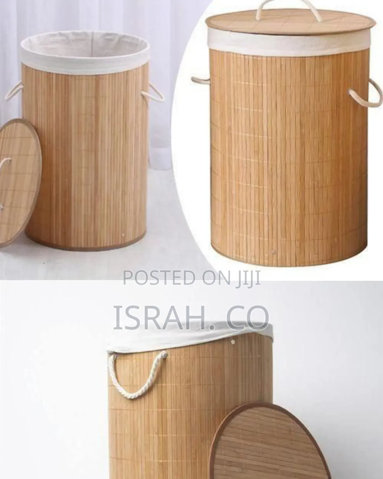 Round Bamboo Laundry Hamper With Lid