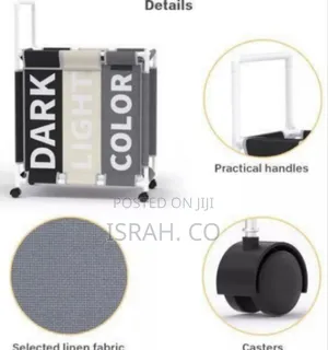 3-section Laundry Hamper With Wheels, Designed For Sorting Clothes