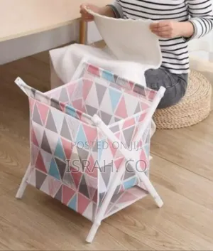 Foldable Laundry Hamper / Storage Basket With Geometric Pattern