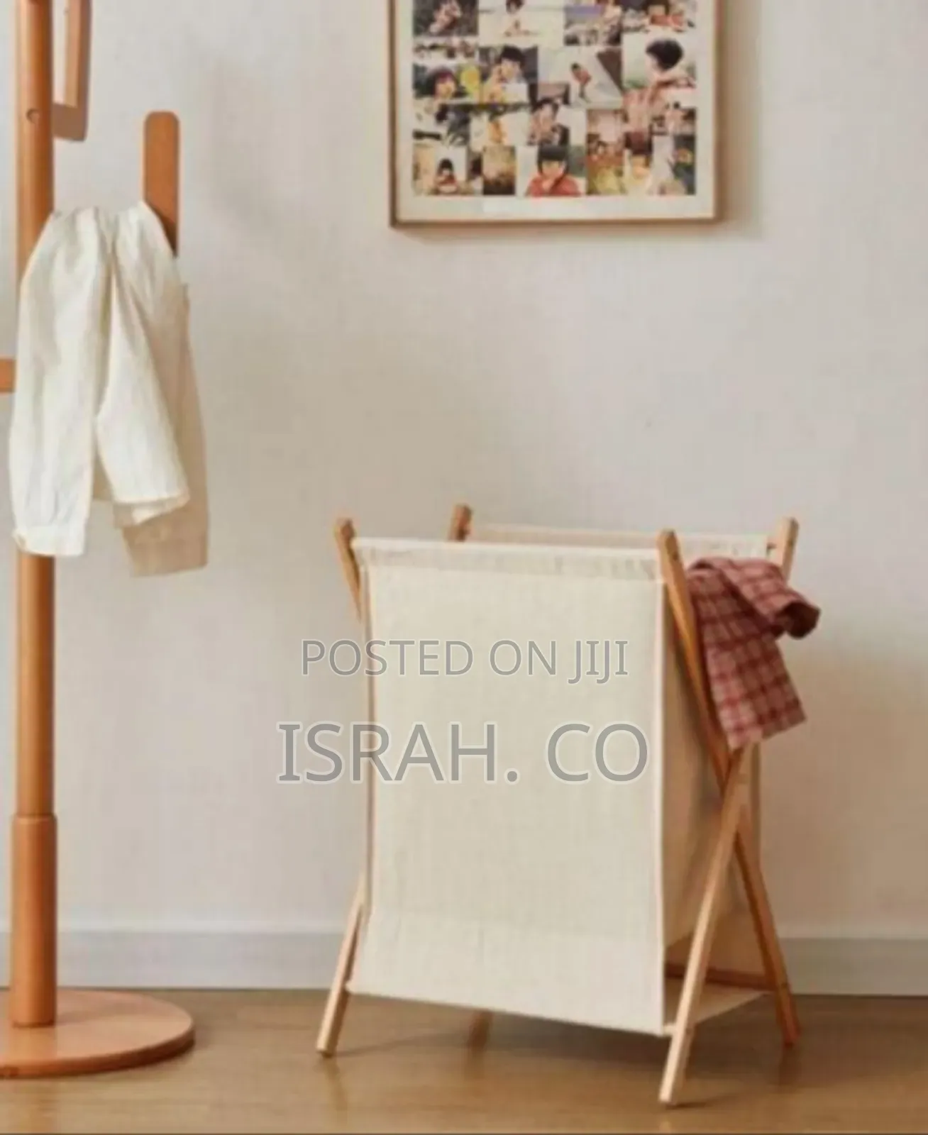 Minimalist Folding Laundry Hamper With Wooden Frame