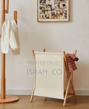 Minimalist Folding Laundry Hamper With Wooden Frame
