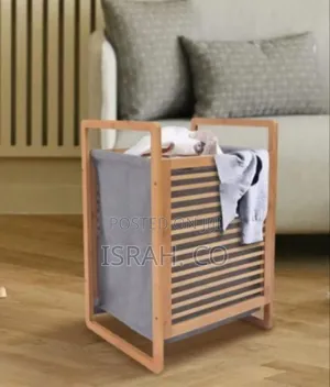 Modern Bamboo Laundry Hamper With Removable Fabric Liner