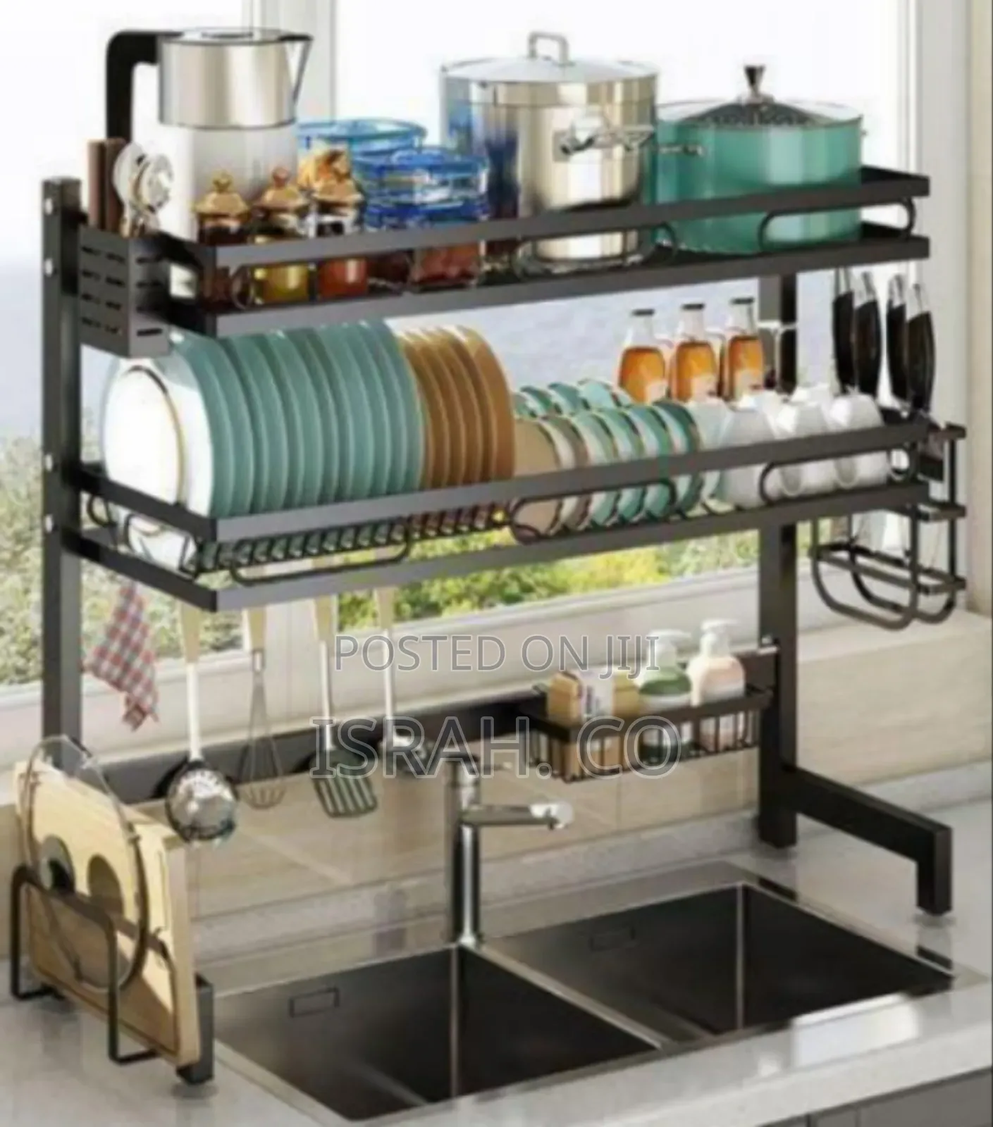 Multi-Functional Over-the-Sink Dish Drying Rack With Integrated Cabine