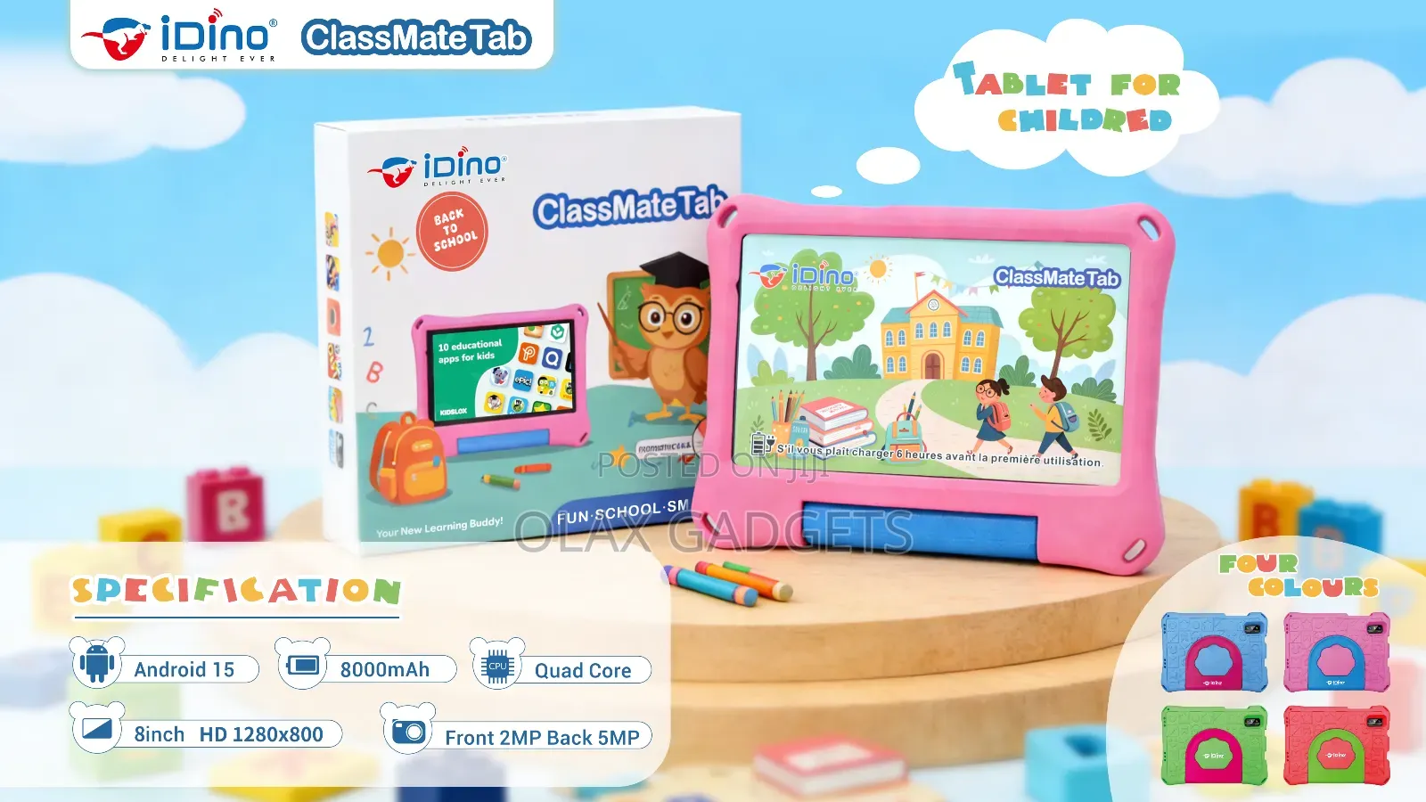 Bebe Tab Classmate Tab, Android 8 Inch Kids Tablet With Simcard Slot