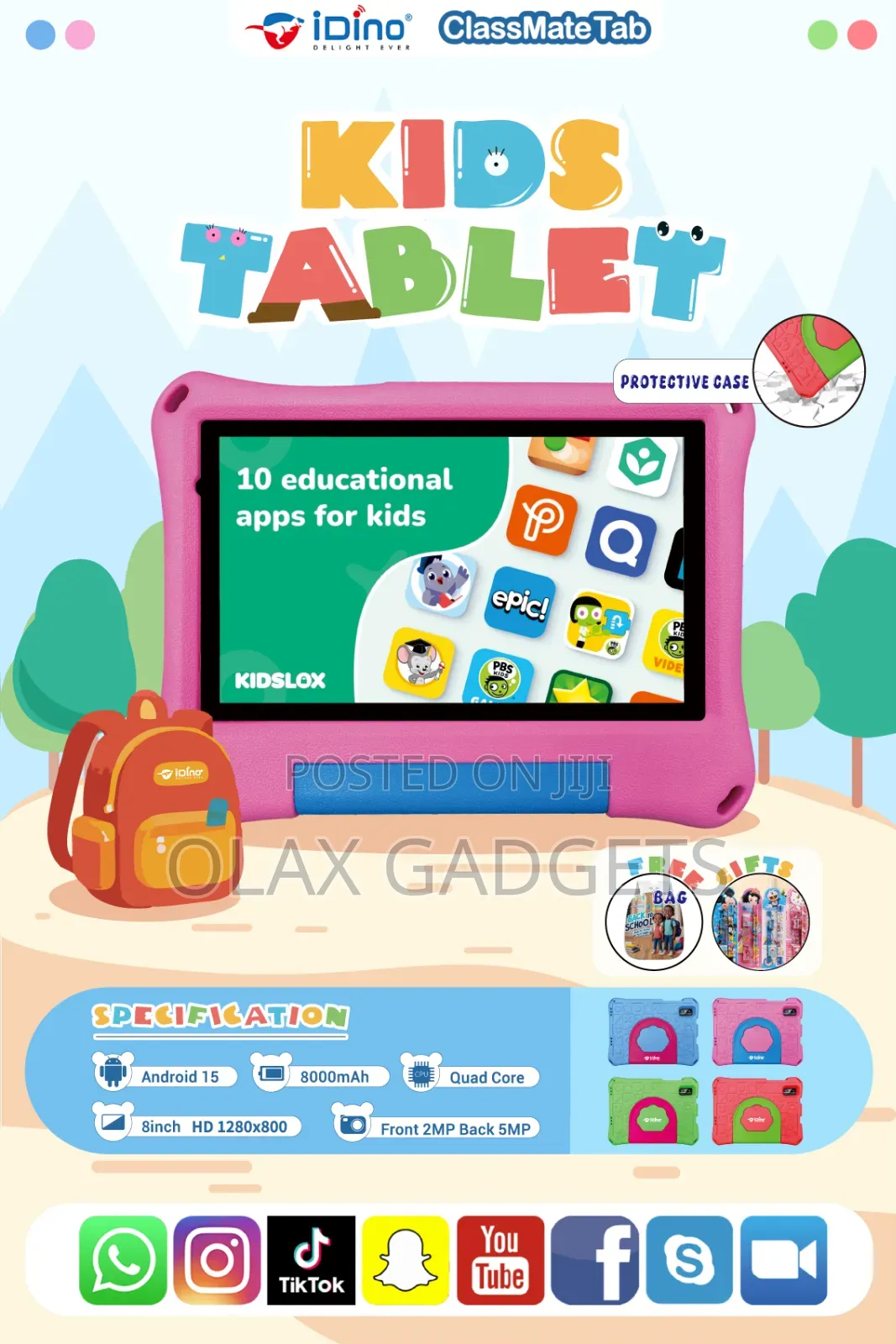 Bebe Tab Classmate Tab, Android 8 Inch Kids Tablet With Simcard Slot
