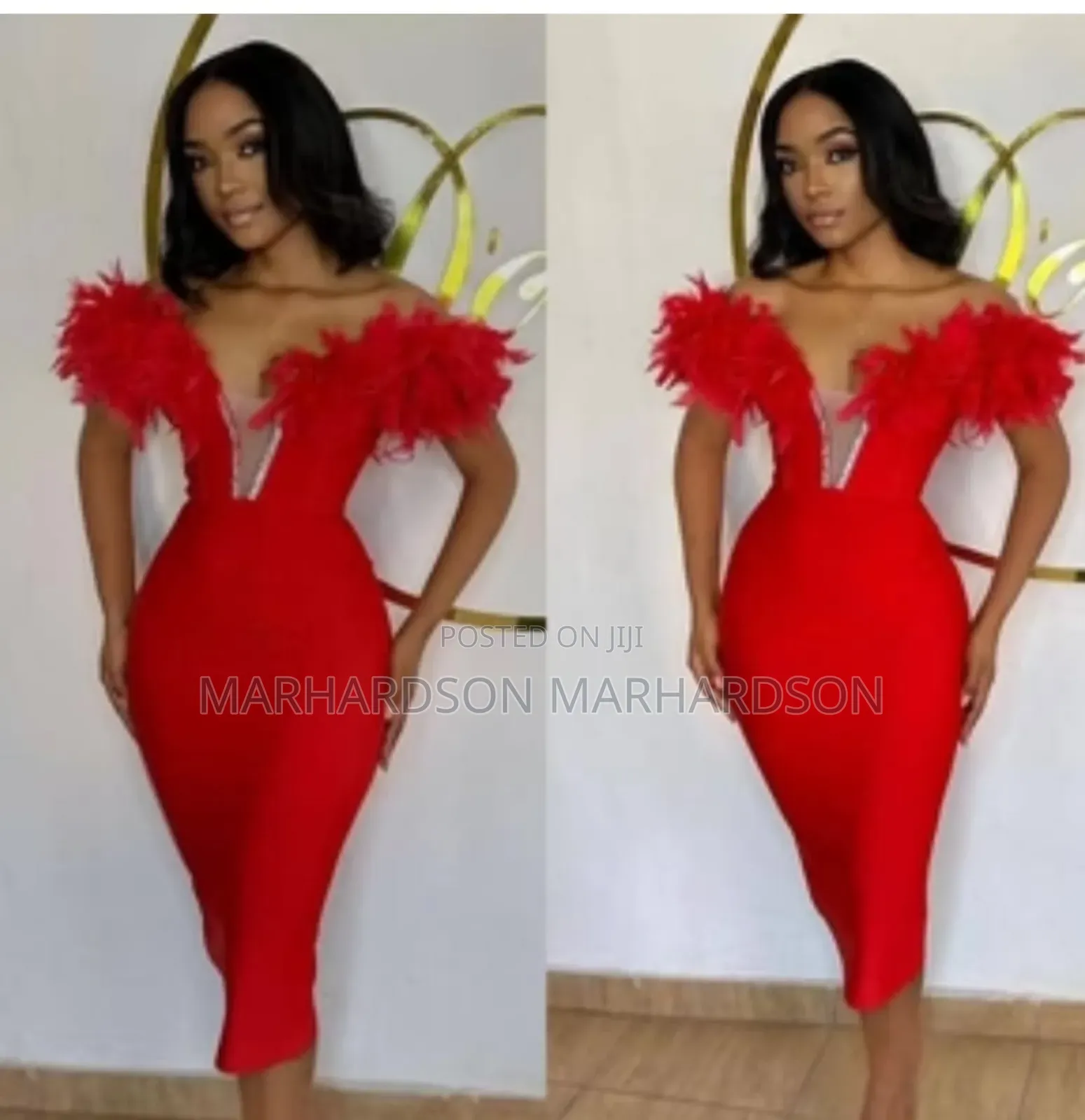 Half Shouldered Feathered Dresses