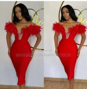 Half Shouldered Feathered Dresses