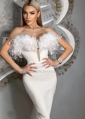 Half Shouldered Feathered Dresses