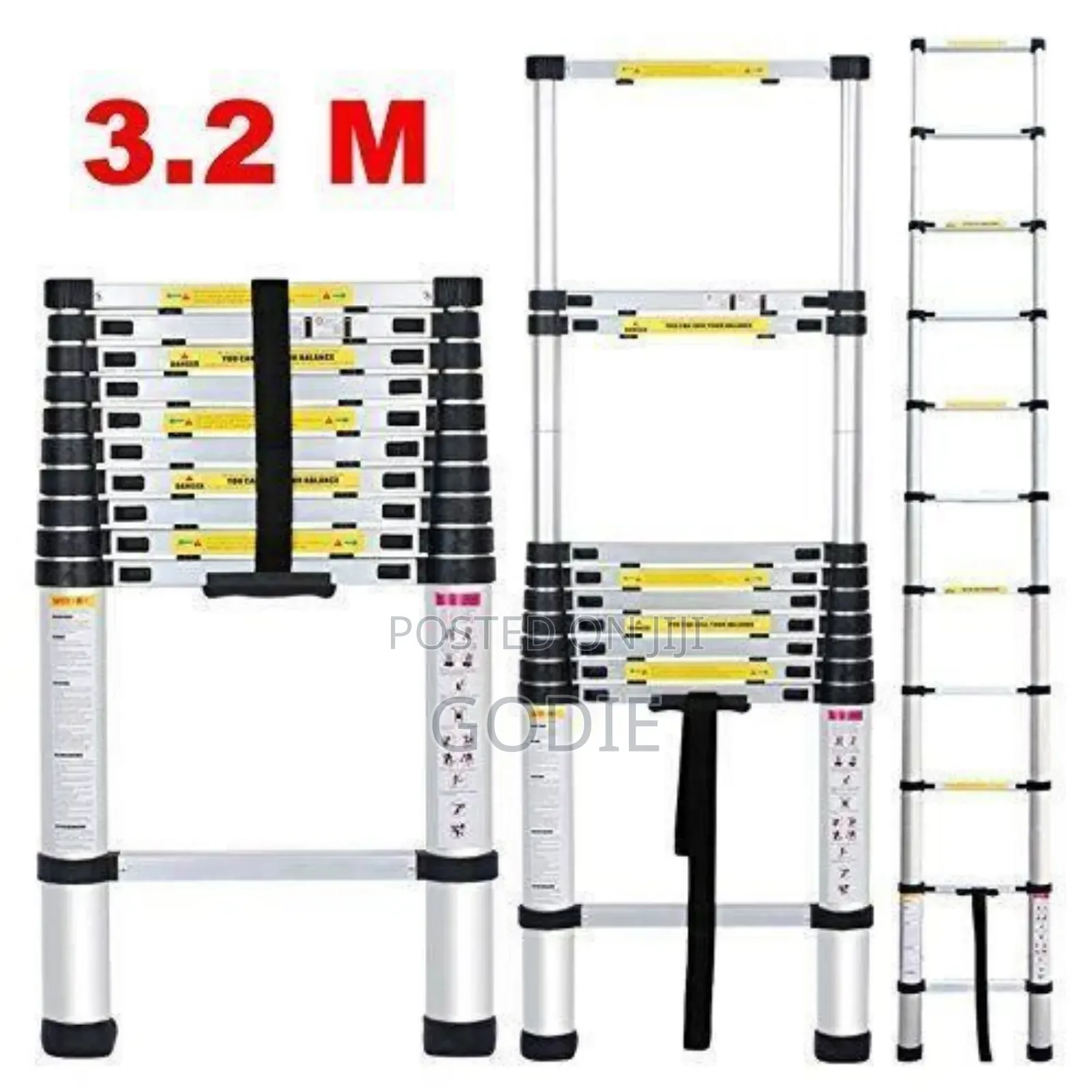 3.2-meter Aluminum Telescopic Ladder, 10 Steps.