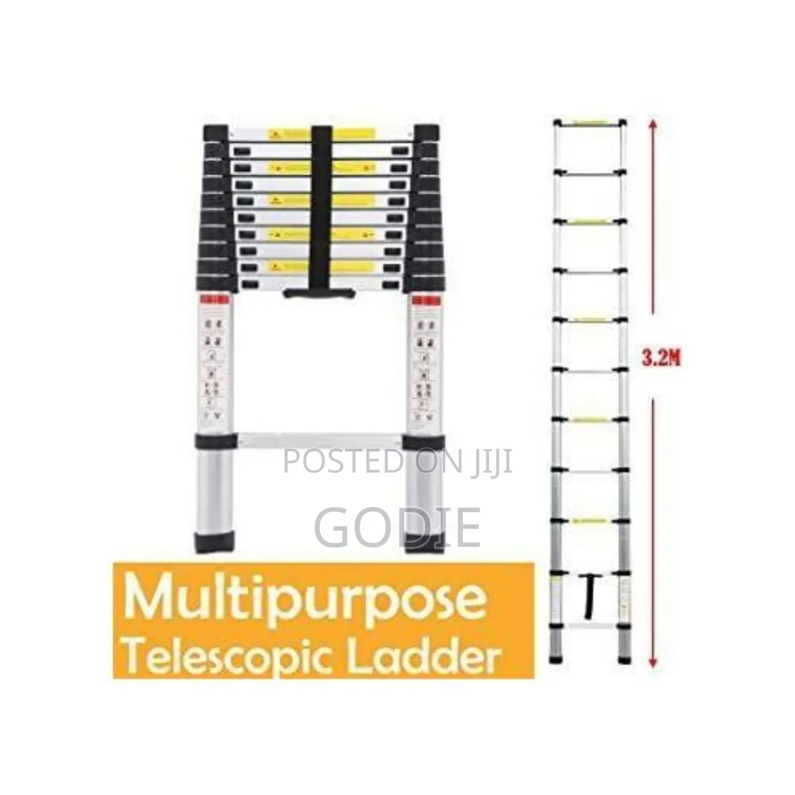 3.2-meter Aluminum Telescopic Ladder, 10 Steps.