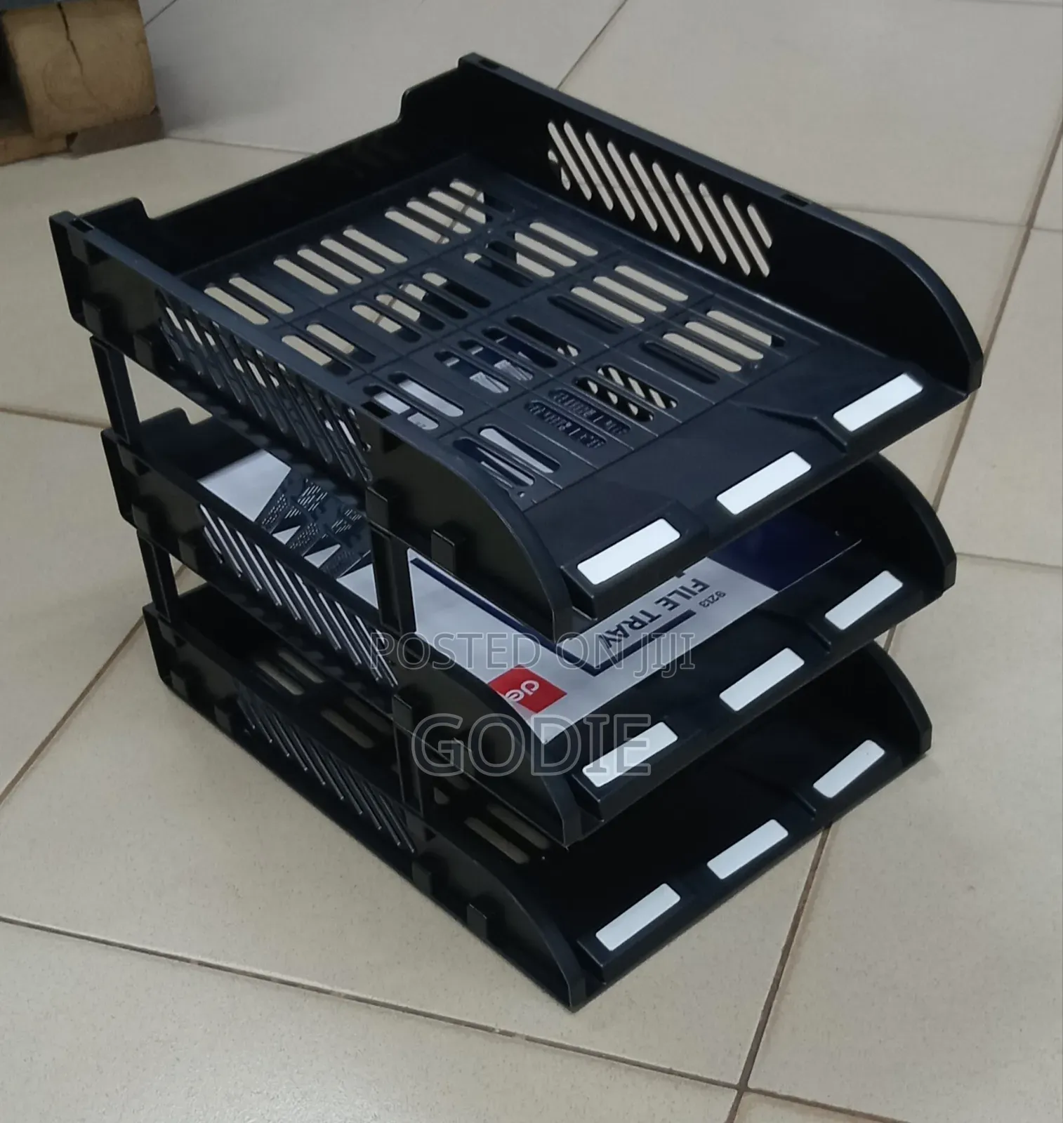 3-Compartment Plastic Desktop File Organizer