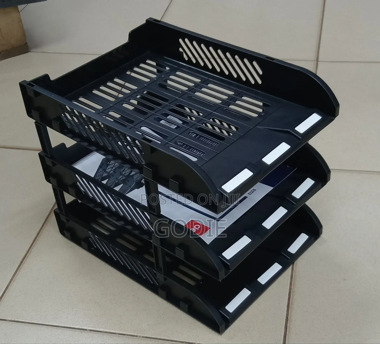 3-Compartment Plastic Desktop File Organizer