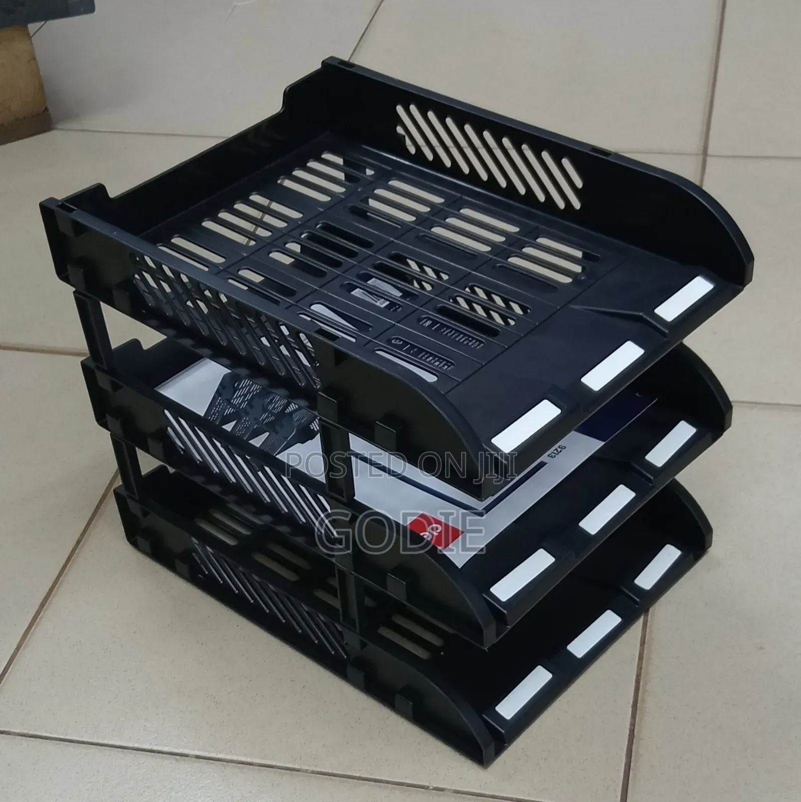 3-Compartment Plastic Desktop File Organizer