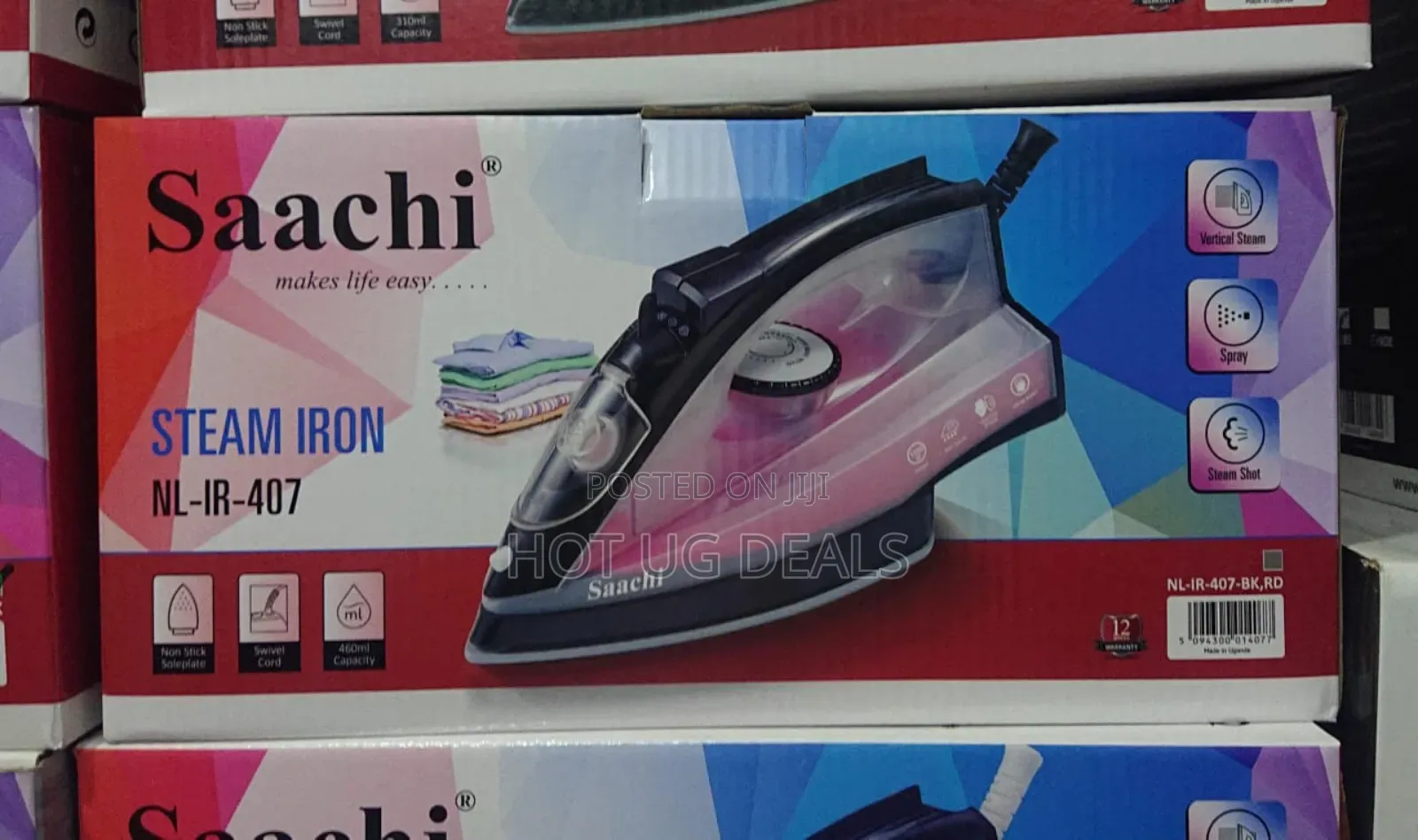 Saachi Steam Iron With Nonstick Plate - Pink
