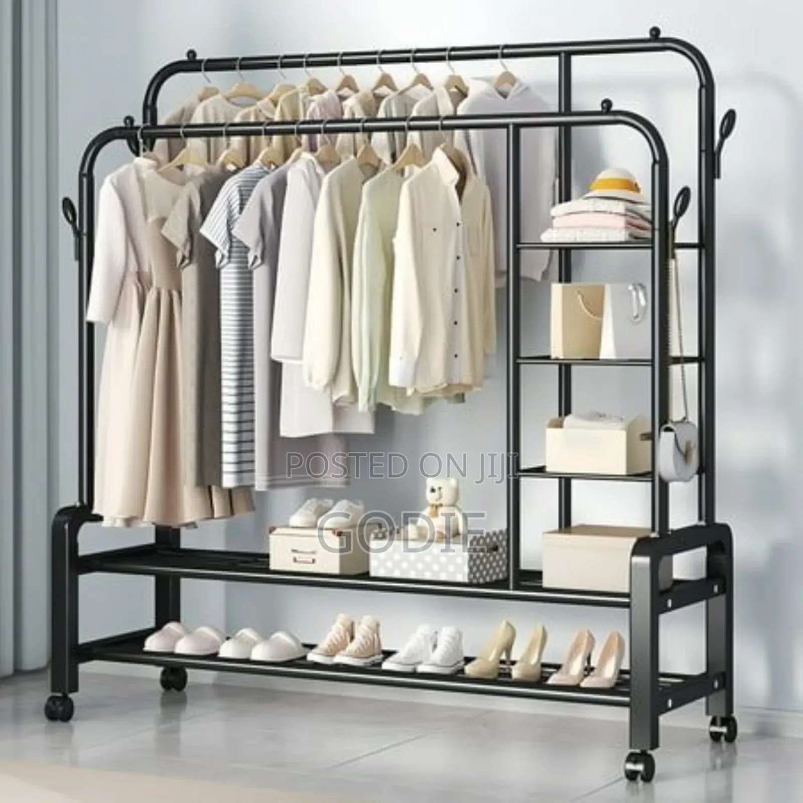 Multipurpose Black Clothes Hanger Rack
