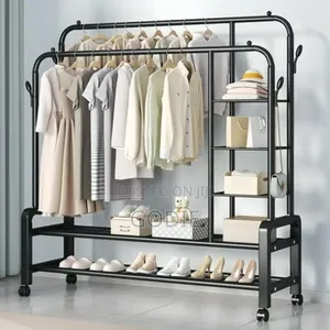 Multipurpose Black Clothes Hanger Rack