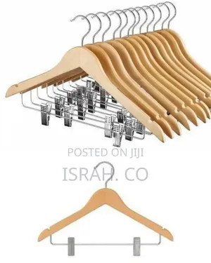 12 Pack of Wooden Hangers With Metal Clips