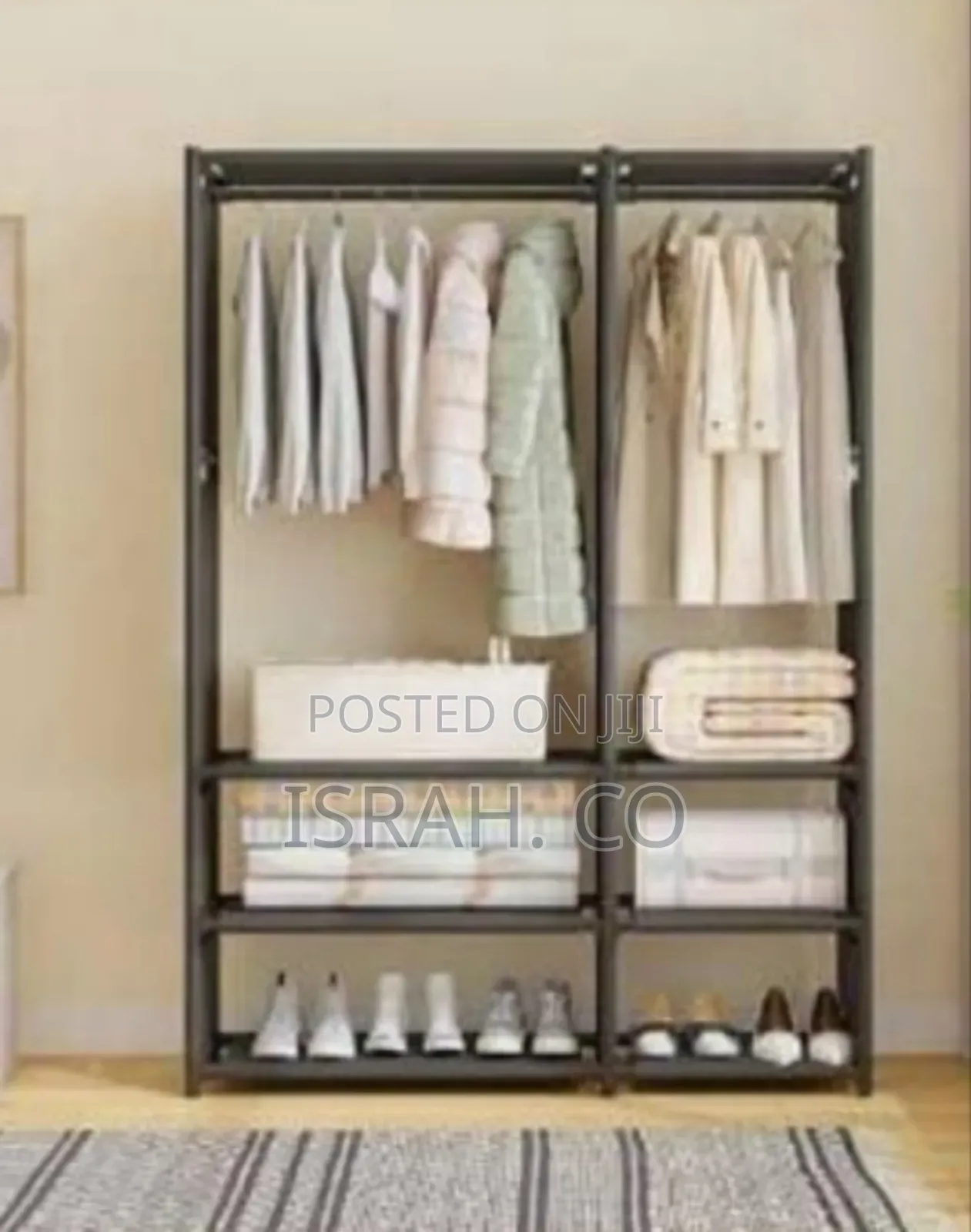 Spacious Double-row Portable Fabric Wardrobe With Storage Shelves