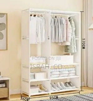 Spacious Double-row Portable Fabric Wardrobe With Storage Shelves