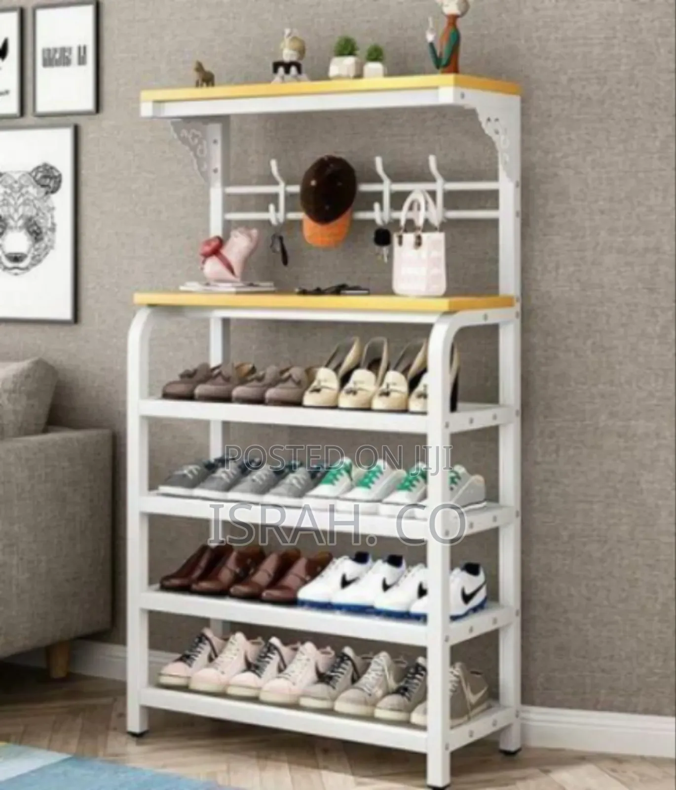 Multi-tier Entryway Organizer Rack With Shoe Storage Hanging