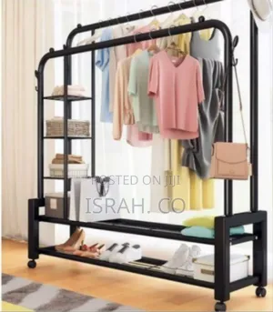 Heavy-duty Double Rail 5-tier Garment Rack With Shelves