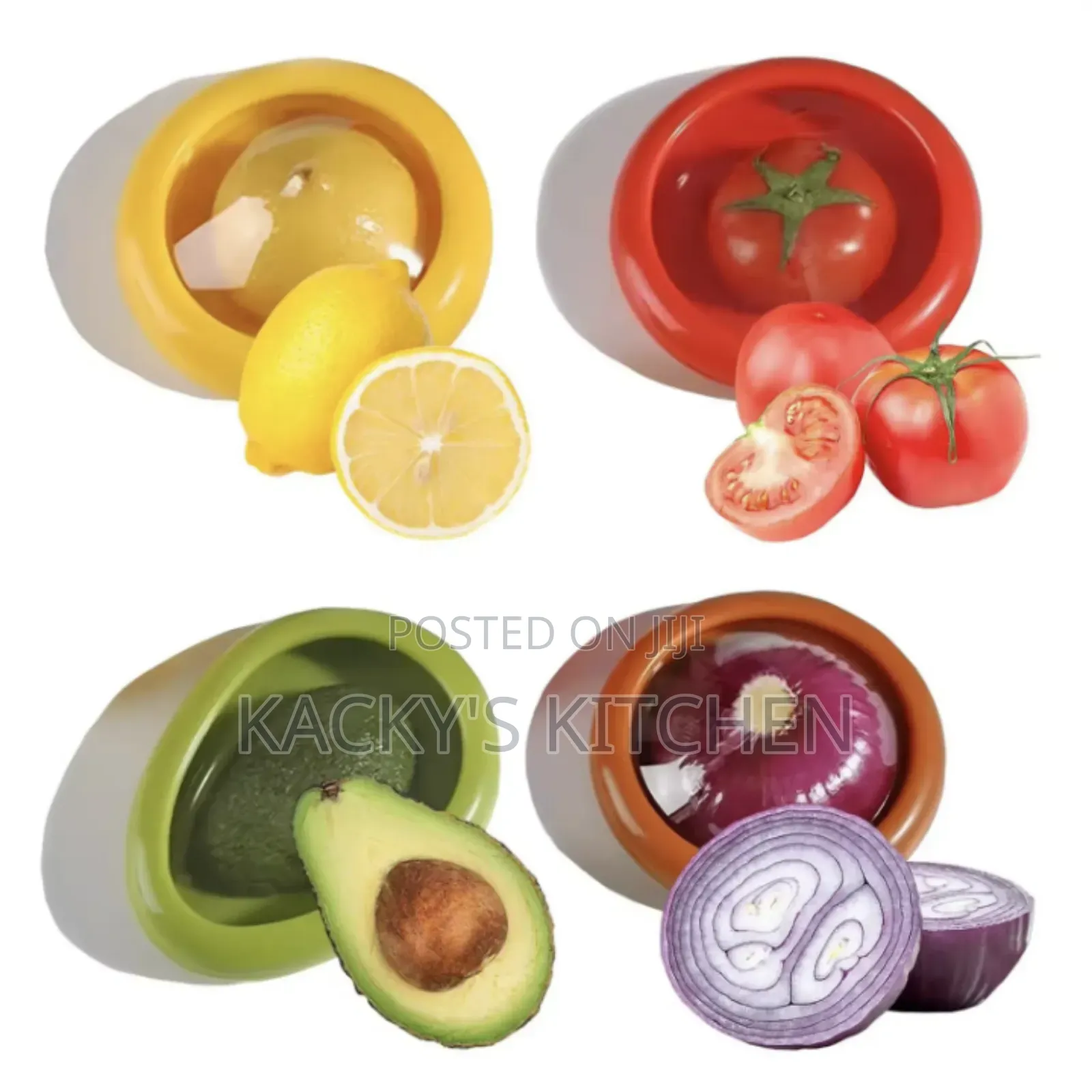 4piece - Reusable Silicone Fruit and Vegetable Storage Containers