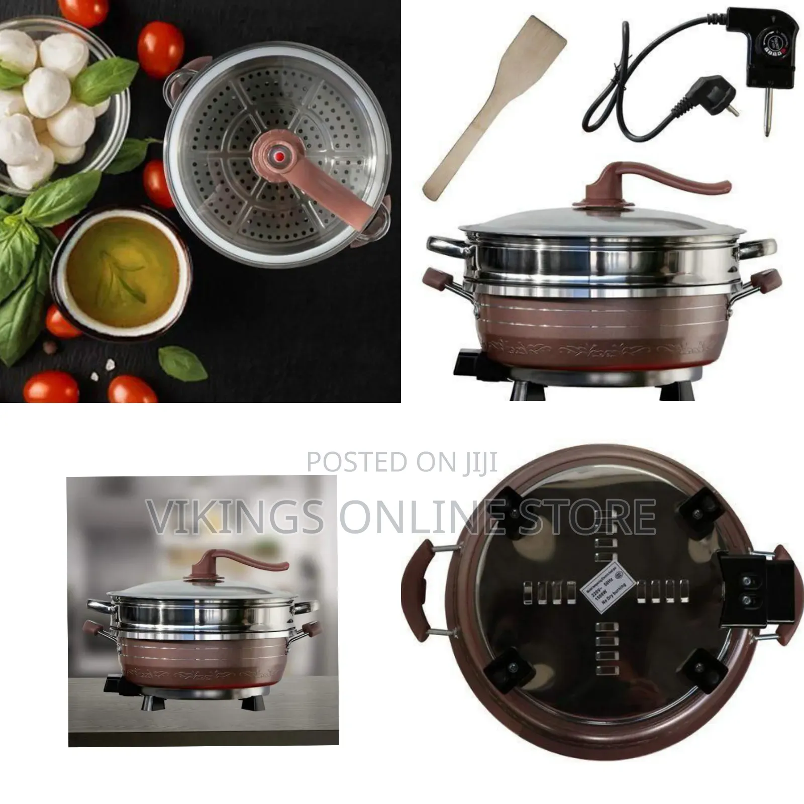 Versatile Electric Multi-Cooker and Steamer Set - Multicolor