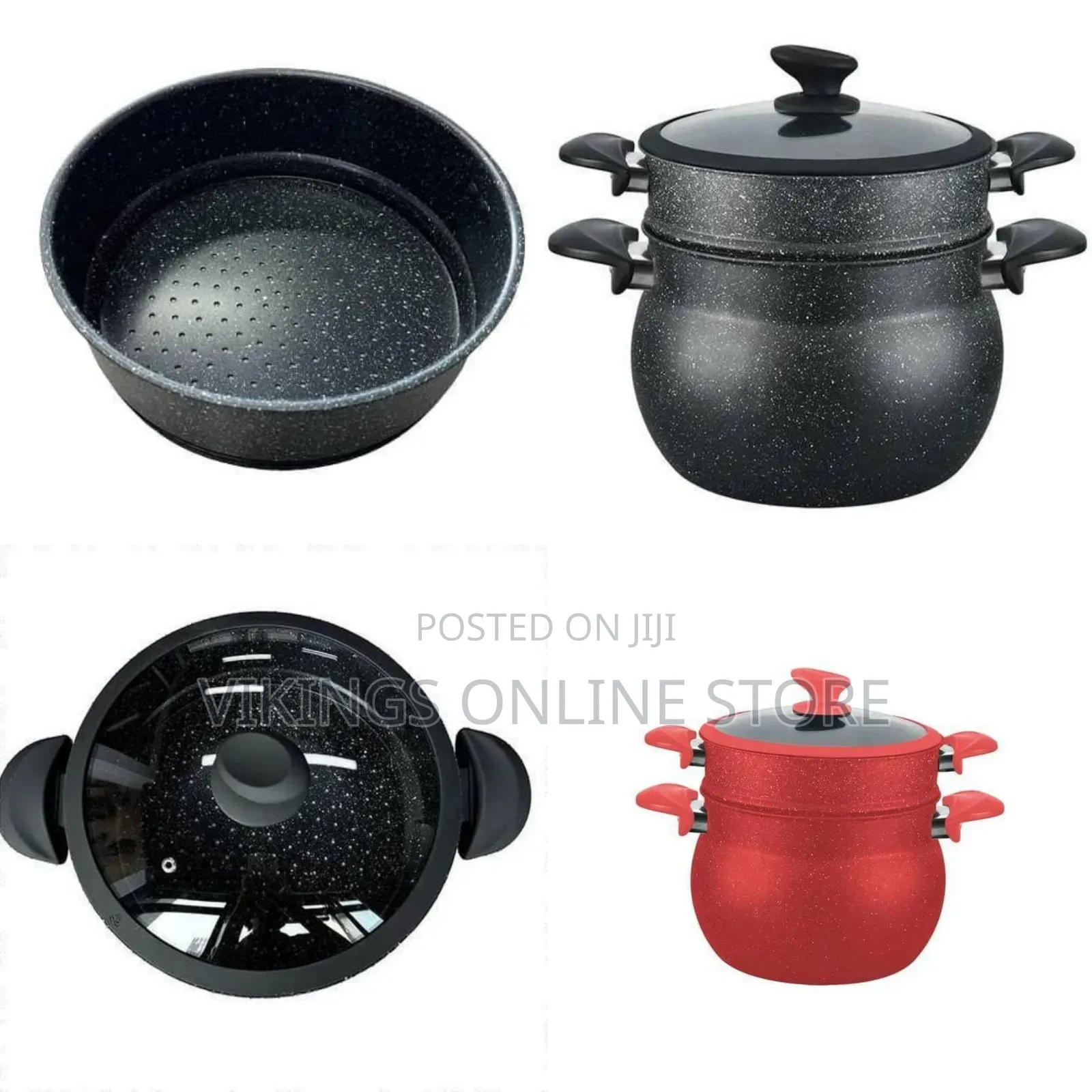 Two-Tier Non-Stick Steamer and Cooking Pot Set - Multicolor