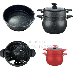 Two-Tier Non-Stick Steamer and Cooking Pot Set - Multicolor