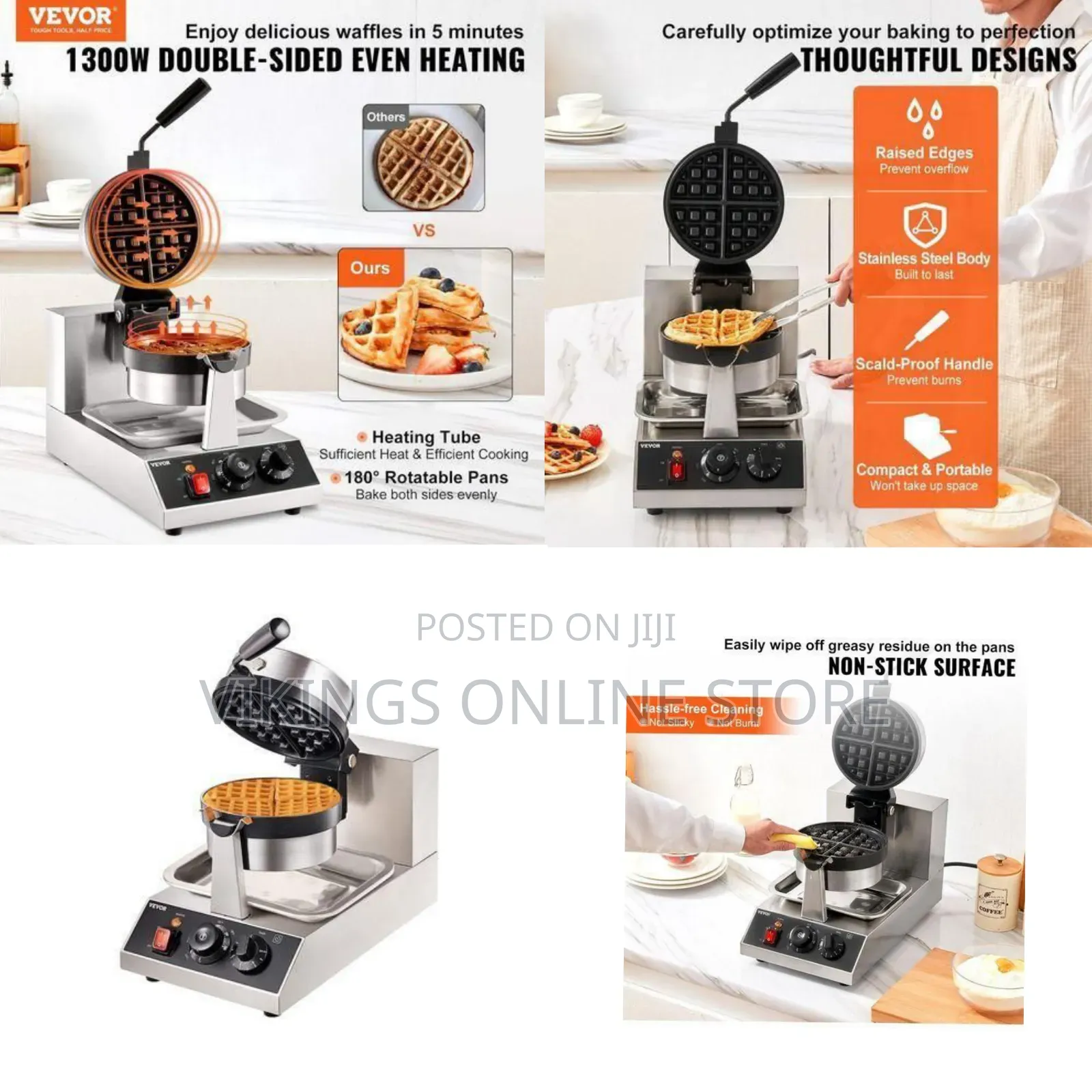 Heavy-Duty Single Round Waffle Maker (Commercial Grade) - Multicolor