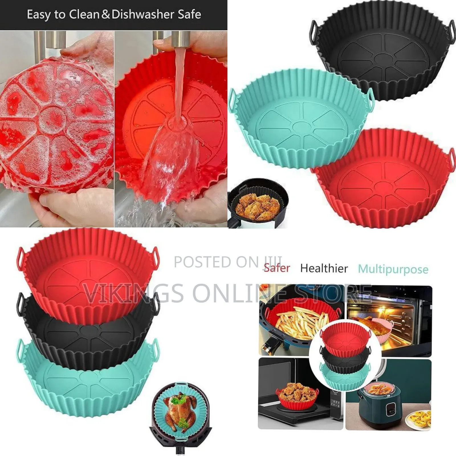 Reusable Silicone Air Fryer Liners / Baskets - Mess-Free Air Frying