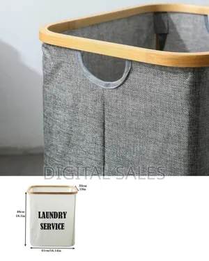 Collapsible Laundry Hamper With Wooden Rim