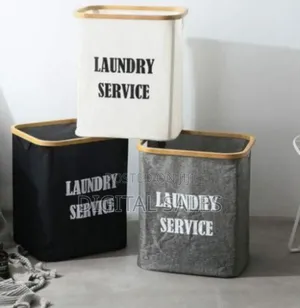 Collapsible Laundry Hamper With Wooden Rim