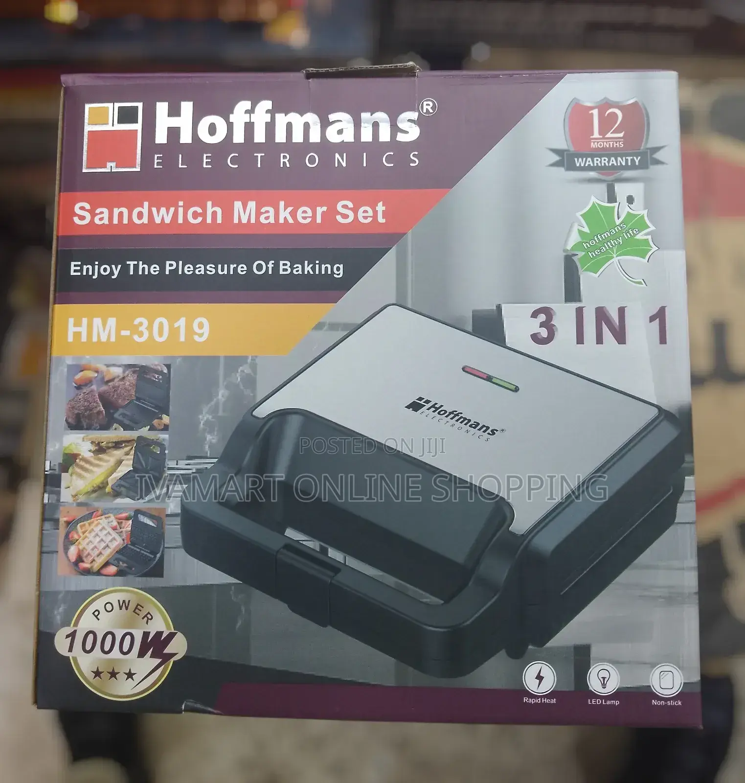 3 in 1 Hoffmans (Hm-3019) Sandwich Maker Set - 12 Months Warranty