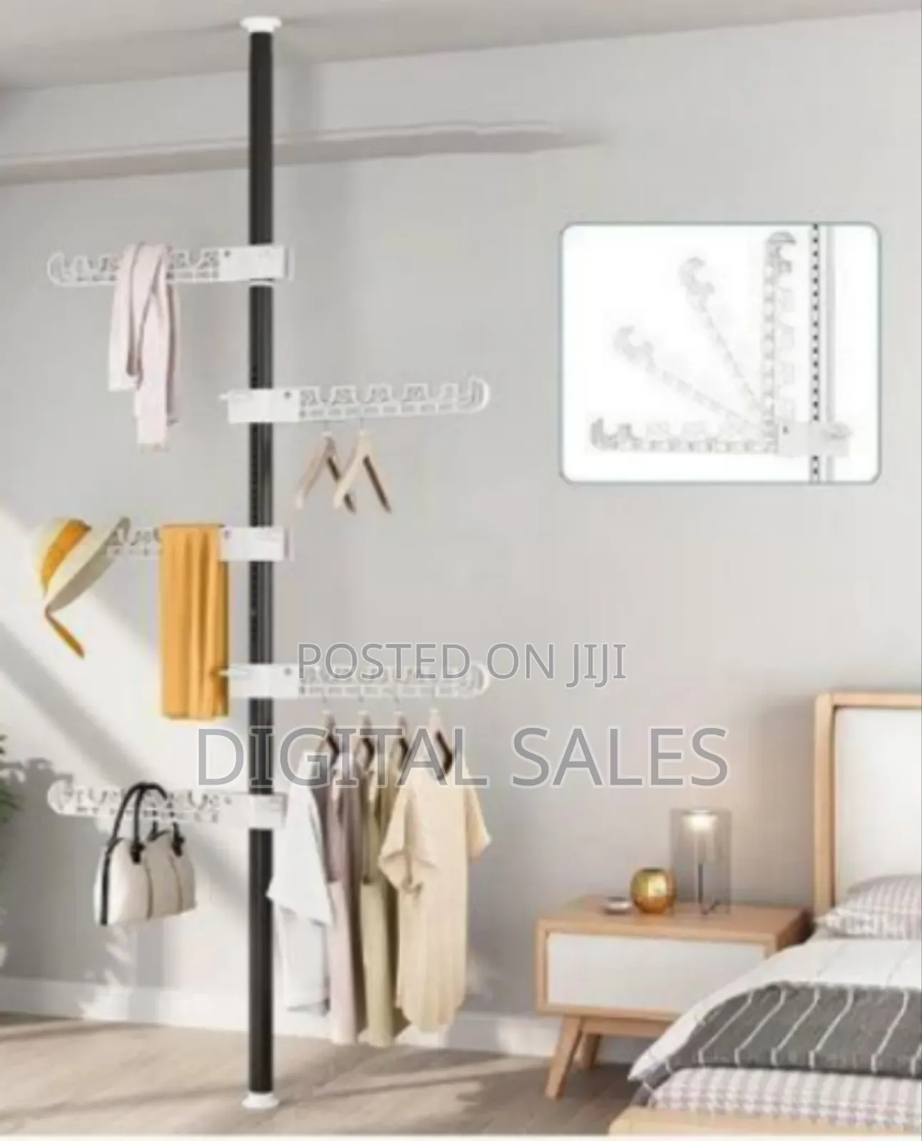 Wall-Mounted Foldable Clothes Rack With Adjustable Height