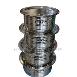 4-Piece Set of Freedom Brand Stainless Steel Cooking and Serving Pots.