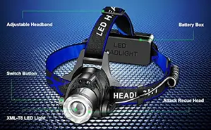 Rechargeable Charger Head Flashlight With Led Lamp Head Torch