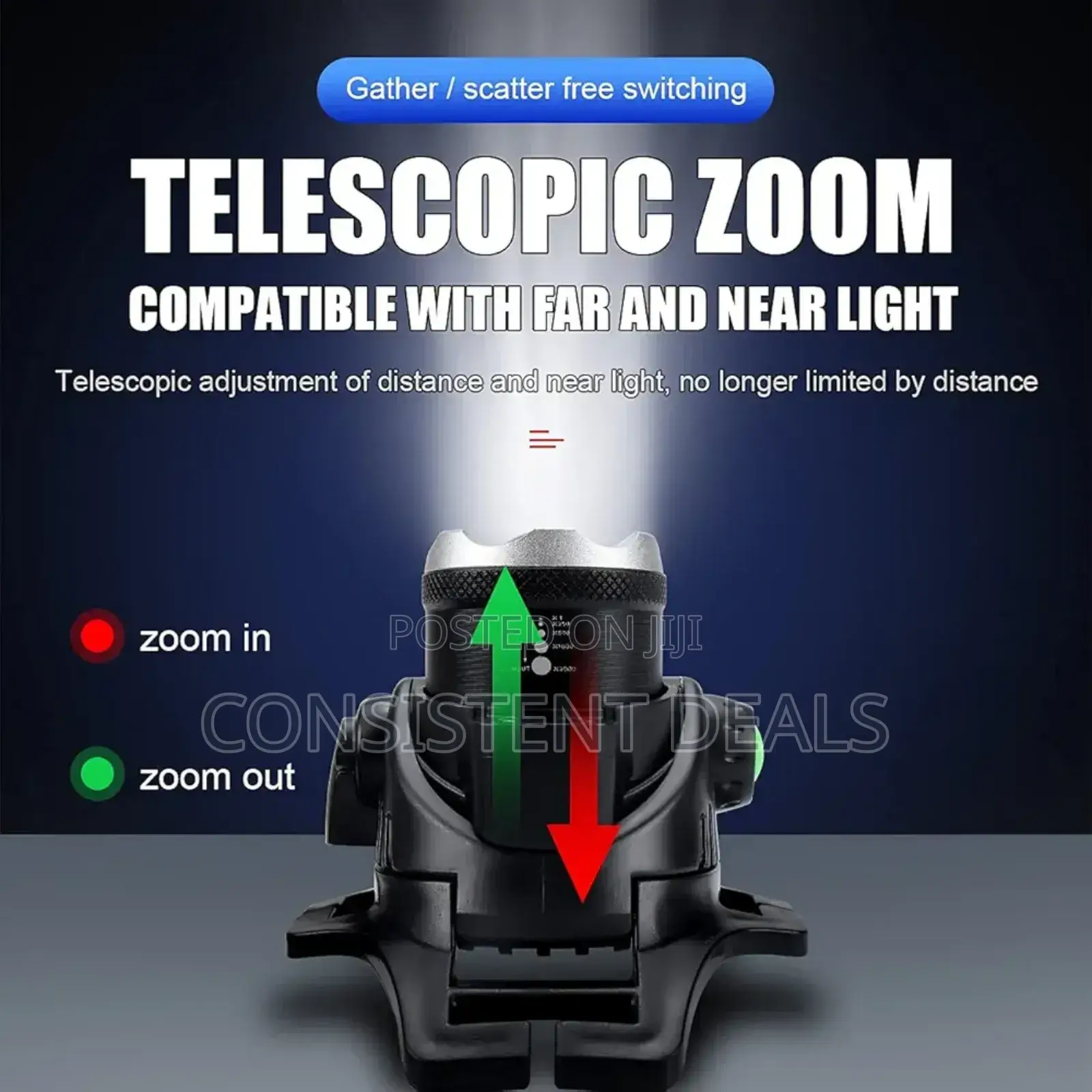 Rechargeable Charger Head Flashlight With Led Lamp Head Torch