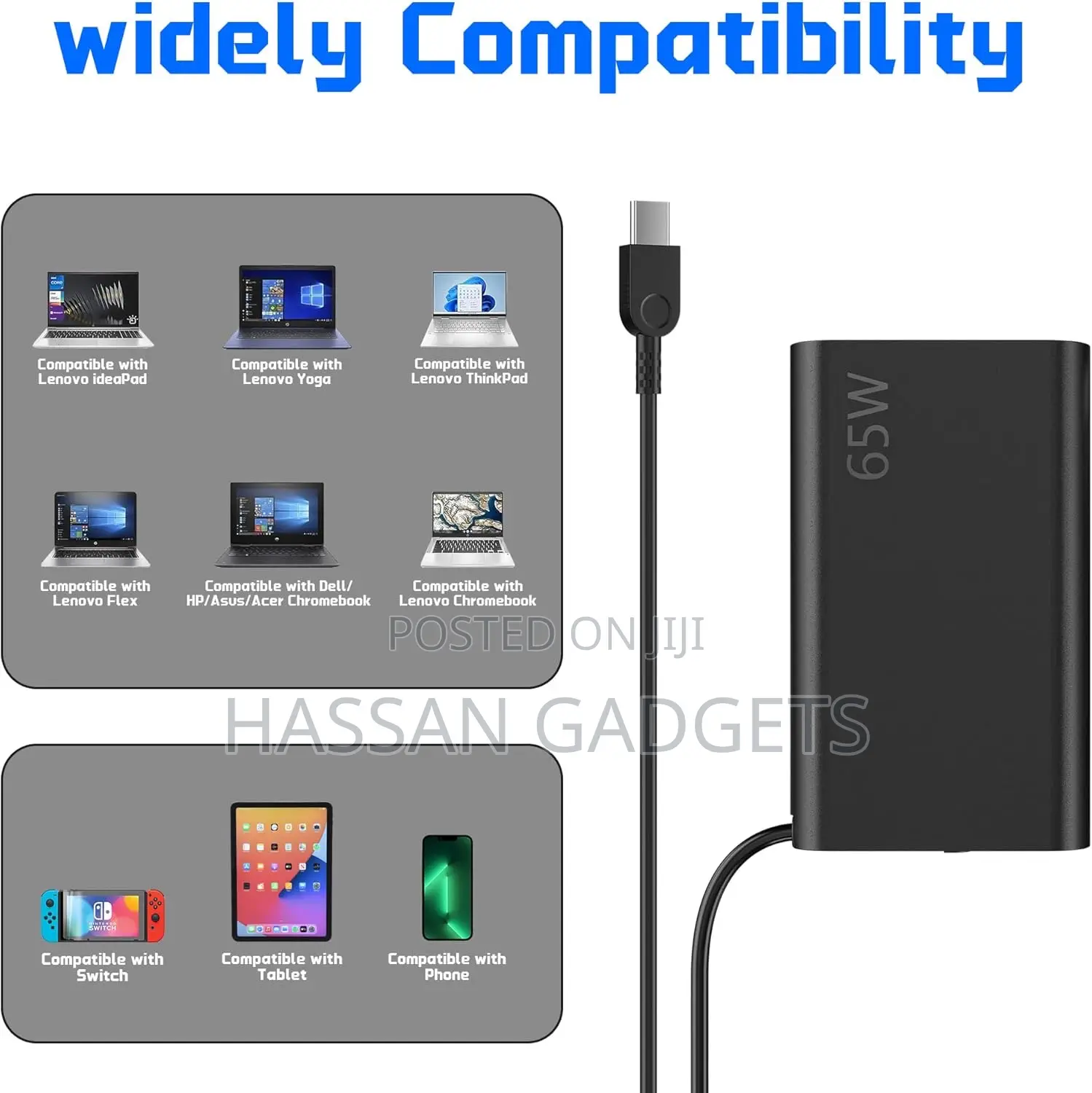 65w Lenovo Laptop Charger Usb C Compatible With Lenovo
