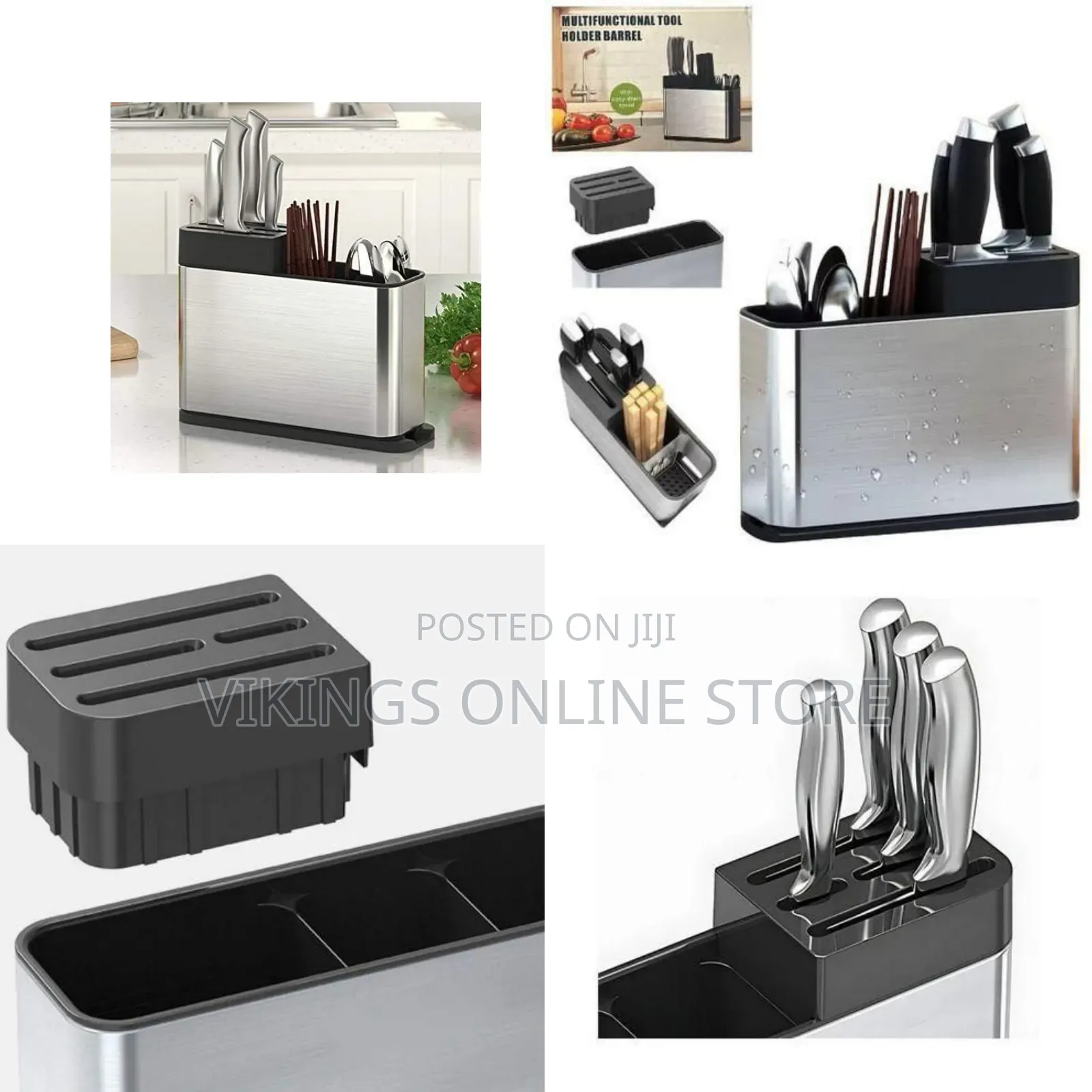 Stainless Steel Multi-Functional Knife Block and Utensil Caddy