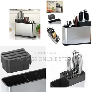 Stainless Steel Multi-Functional Knife Block and Utensil Caddy