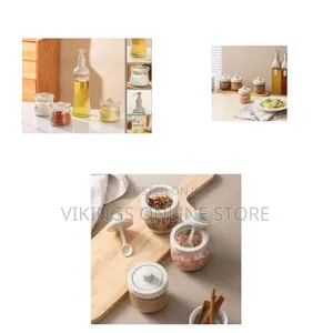 Elegant Glass Oil Dispenser and Spice Jar Set - Multicolor