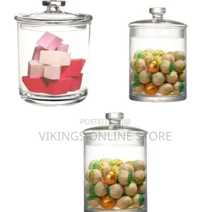 Versatile Clear Vanity Canister With Matching Lid - Clear